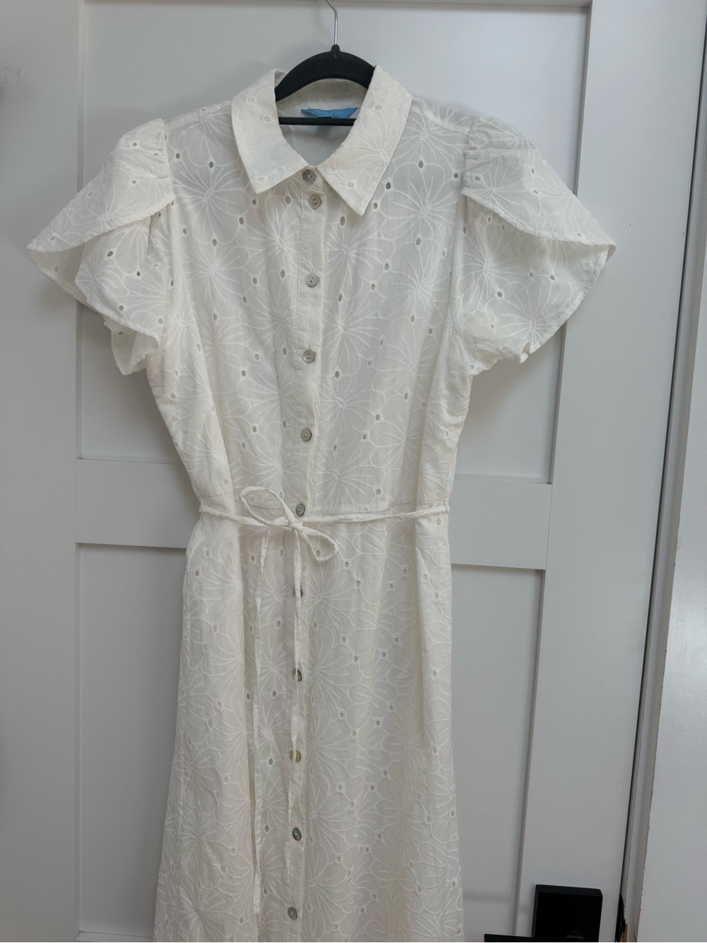 Draper James White Eyelet Button-Front Midi Dress - Picture 2 of 3